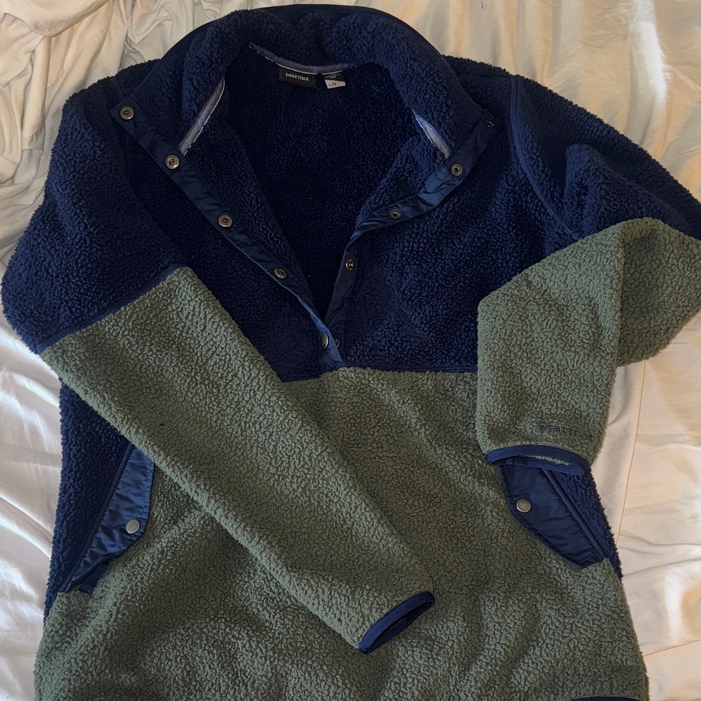 Marmot Navy and Olive Fleece Pullover